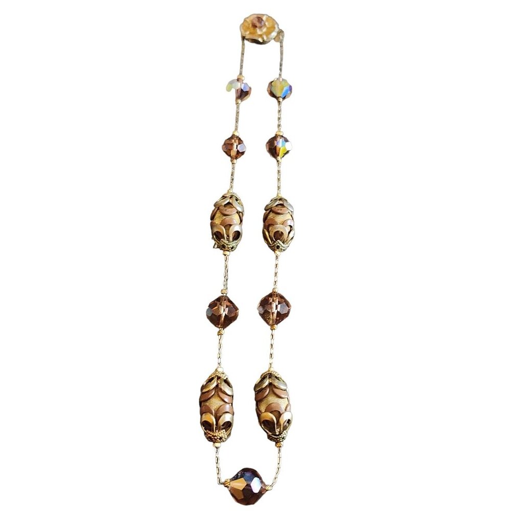 Unusual Glass & Enameled Dainty Necklace (A1779)
